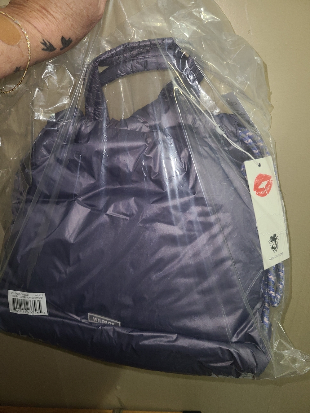 Wildfox Quilted Purple Puffer Tote